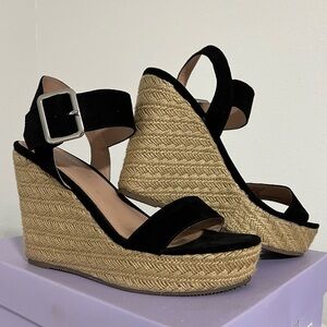 Madden Girl Vail Black Platform Wedge Sandals